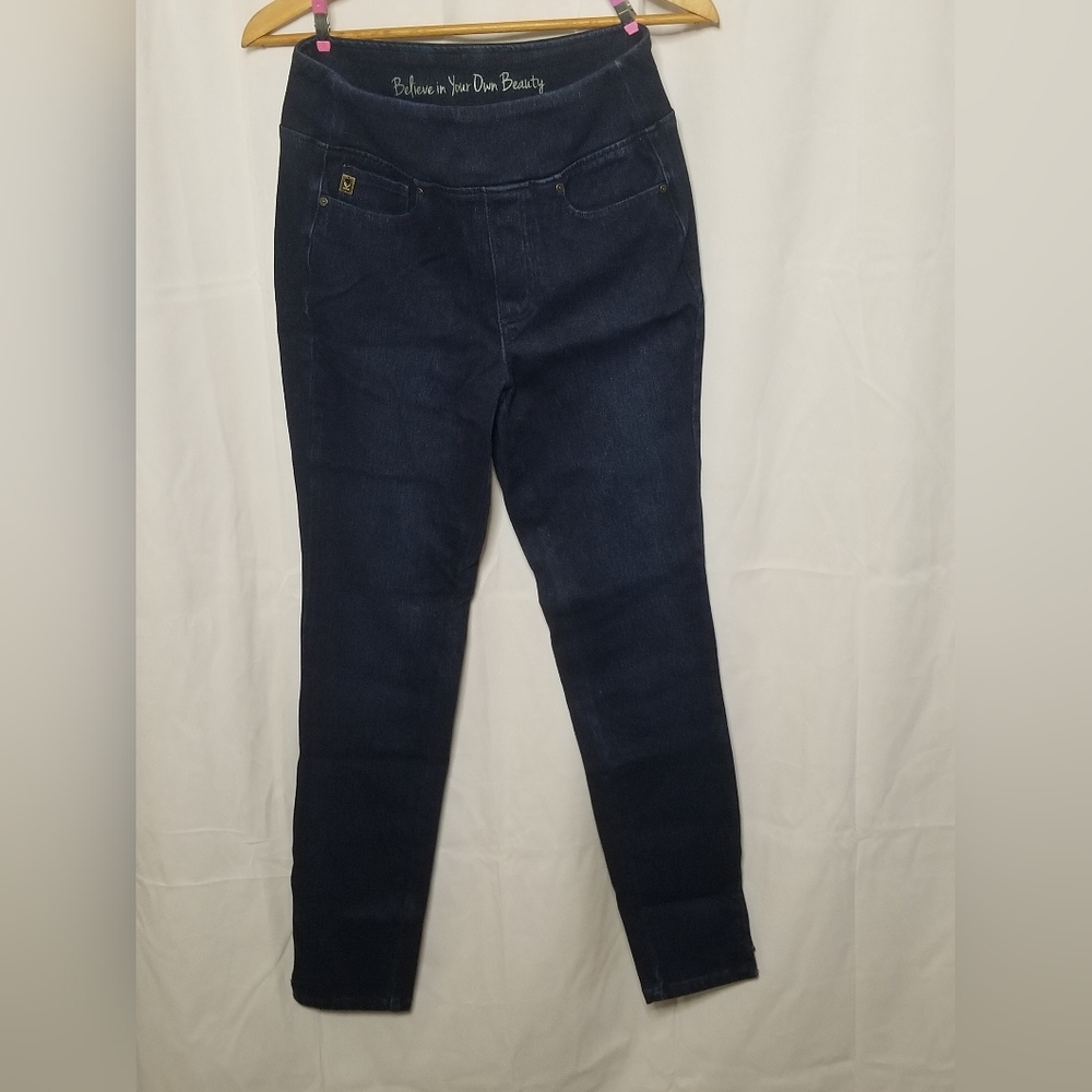 NWOT Belle by Kim Gravel Tall Flexibelle Zip Ankle Jeans Dark Indigo Tall 6